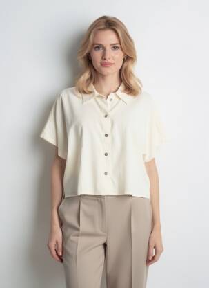 Chemisier manches courtes manches courtes beige CUP OF JOE DENIM femme