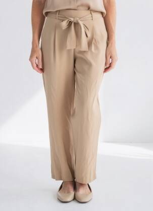 Pantalon droit taille élastique taille normale beige MOLLY BRACKEN femme