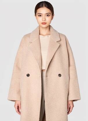 Manteau long coupe droite sans capuche beige LILI SIDONIO femme