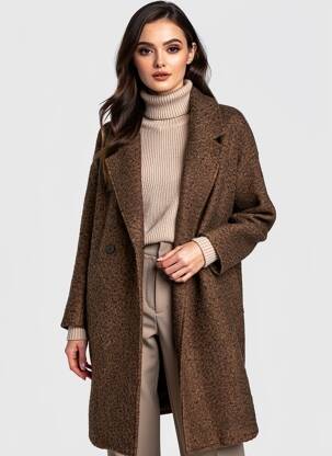 Manteau long coupe droite sans capuche marron LILI SIDONIO femme