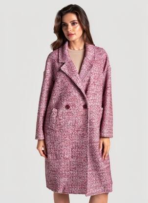 Manteau long coupe droite sans capuche rose LILI SIDONIO femme