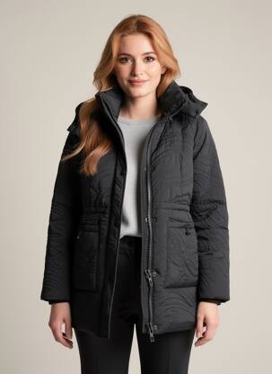 Doudoune manches longues a capuche noir DESIGUAL femme