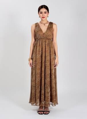 Robe longue sans manche sans manche marron MOLLY BRACKEN femme