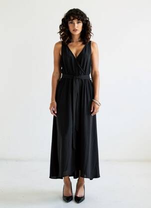 Robe longue sans manche sans manche noir MOLLY BRACKEN femme