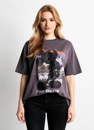 T-shirt coupe droite manches courtes gris DESIGUAL femme