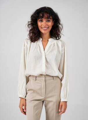 Chemisier tissage popeline manches longues beige MOLLY BRACKEN femme