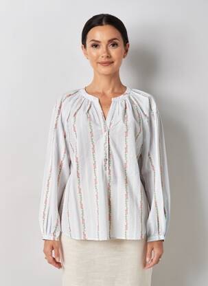 Blouse tissage popeline manches longues bleu MOLLY BRACKEN femme