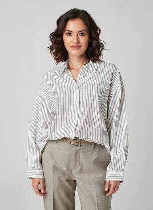 Chemisier coupe droite manches longues blanc MOLLY BRACKEN femme