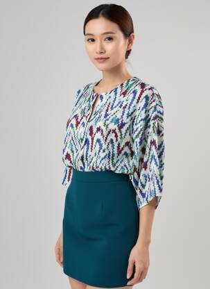 Blouse tissage popeline manches longues vert MOLLY BRACKEN femme