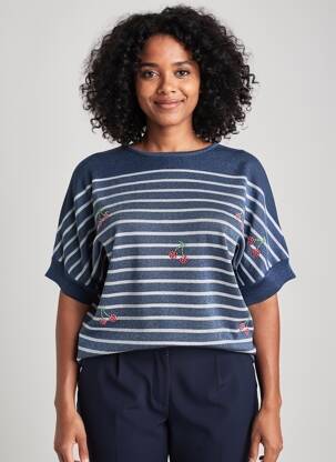 Top stretch manches courtes bleu MOLLY BRACKEN femme