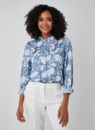 Chemisier imprimé fleurs manches longues bleu MOLLY BRACKEN femme