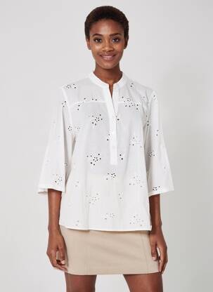 Blouse tissage popeline manches longues blanc MOLLY BRACKEN femme