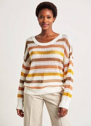 Pull maille ajourée manches longues marron MOLLY BRACKEN femme