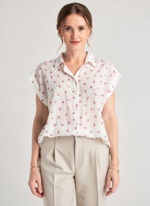 Chemisier imprimé fleurs manches courtes blanc MOLLY BRACKEN femme