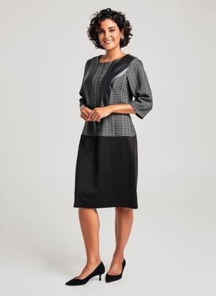 Robe mi-longue manches 3/4 manches 3/4 gris GUY DUBOUIS femme