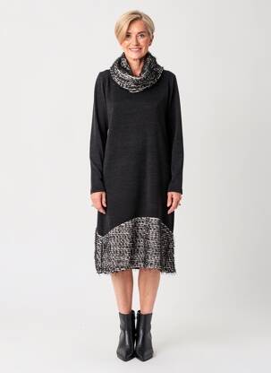 Robe mi-longue manches longues manches longues noir MERI & ESCA femme
