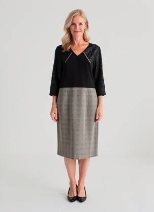 Robe mi-longue manches 3/4 manches 3/4 noir MERI & ESCA femme