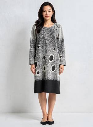 Robe mi-longue manches longues manches longues noir GUY DUBOUIS femme