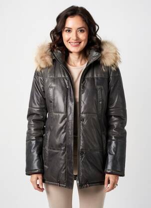 Doudoune poches a capuche gris OAKWOOD femme
