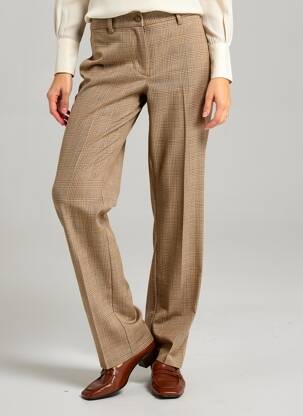 Pantalon droit tissage crêpe taille normale beige LCDN femme