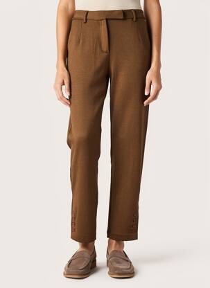 Pantalon chino fermeture zippée sous rabat avec crochet taille normale marron LCDN femme