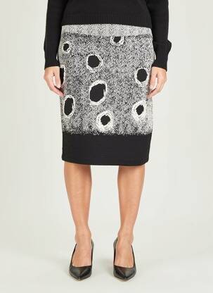 Jupe mi-longue stretch gris GUY DUBOUIS femme