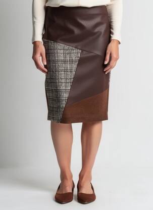 Jupe mi-longue taille haute marron MERI & ESCA femme