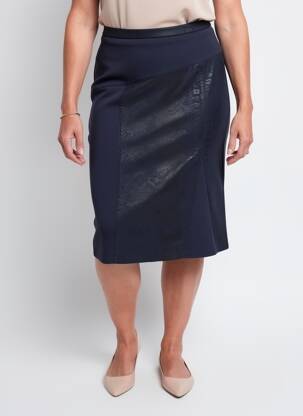 Jupe mi-longue taille normale bleu GUY DUBOUIS femme