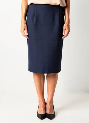 Jupe mi-longue taille haute bleu GUY DUBOUIS femme