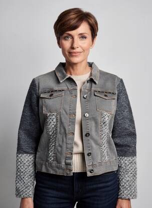 Veste casual coupe droite gris FRANCE RIVOIRE femme
