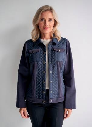 Veste casual tissage suedine bleu GUY DUBOUIS femme