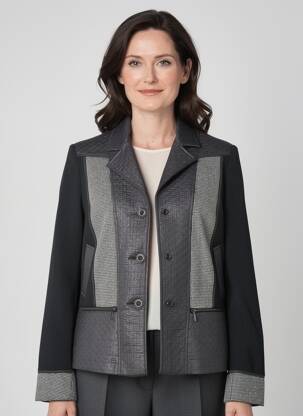 Veste casual col tailleur noir GUY DUBOUIS femme