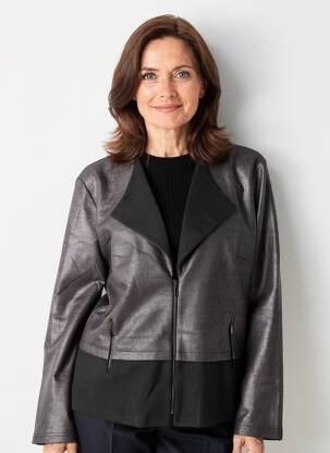 Veste casual col tailleur noir GUY DUBOUIS femme