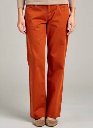 Pantalon chino fermeture zippée sous rabat boutonné taille normale orange FRANCE RIVOIRE femme
