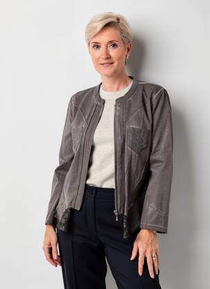 Veste casual col rond gris MERI & ESCA femme