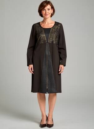 Robe mi-longue manches longues manches longues noir MERI & ESCA femme