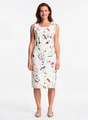 Robe mi-longue sans manche sans manche blanc GUY DUBOUIS femme