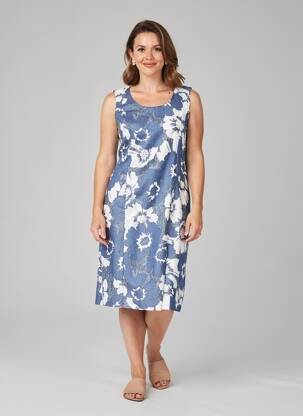 Robe mi-longue sans manche sans manche bleu FRANCE RIVOIRE femme