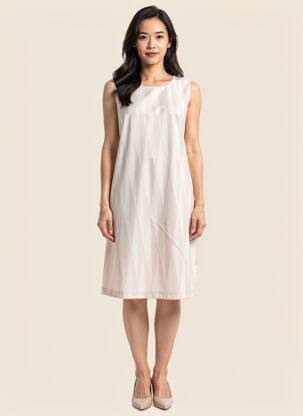 Robe mi-longue sans manche sans manche beige GUY DUBOUIS femme