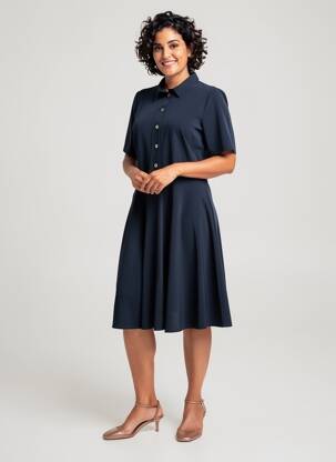 Robe mi-longue manches courtes manches courtes bleu MERI & ESCA femme