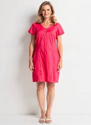 Robe mi-longue manches courtes manches courtes rose GUY DUBOUIS femme