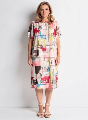 Robe courte fermeture zippée au dos manches courtes rose GUY DUBOUIS femme