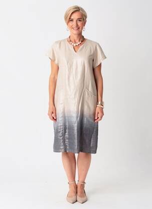 Robe mi-longue manches courtes manches courtes beige MERI & ESCA femme