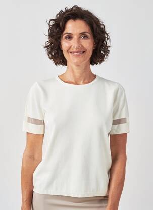 Pull coupe droite manches courtes blanc GUY DUBOUIS femme