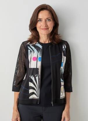 Veste casual fermeture zippée sur le devant noir GUY DUBOUIS femme