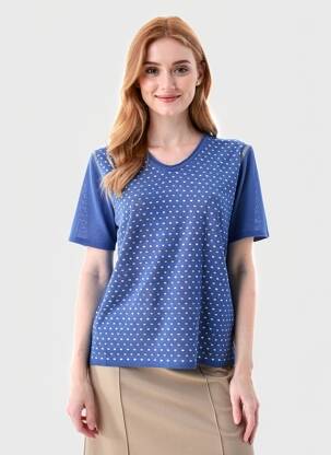 Pull coupe droite manches courtes bleu ARDIUM femme