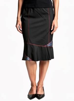 Jupe mi-longue coupe droite noir GUY DUBOUIS femme