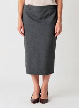 Jupe mi-longue stretch gris GUY DUBOUIS femme