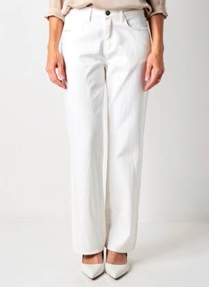Pantalon droit stretch taille normale blanc GUY DUBOUIS femme