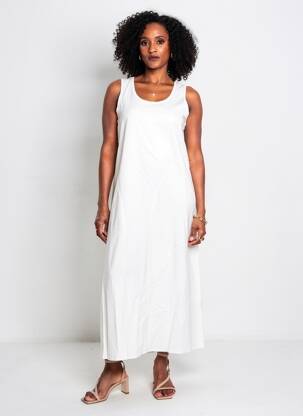 Robe longue sans manche sans manche beige MARIA BELLENTANI femme